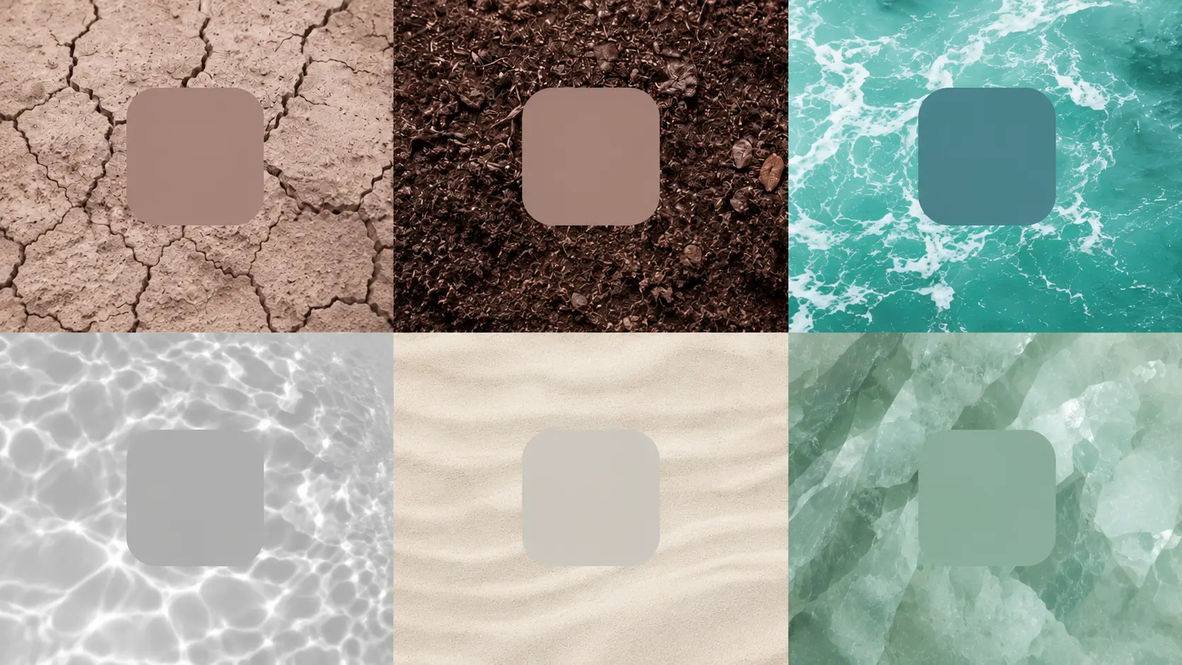 Muestrario de paleta de colores y texturas de PIER para computadoras de escritorio