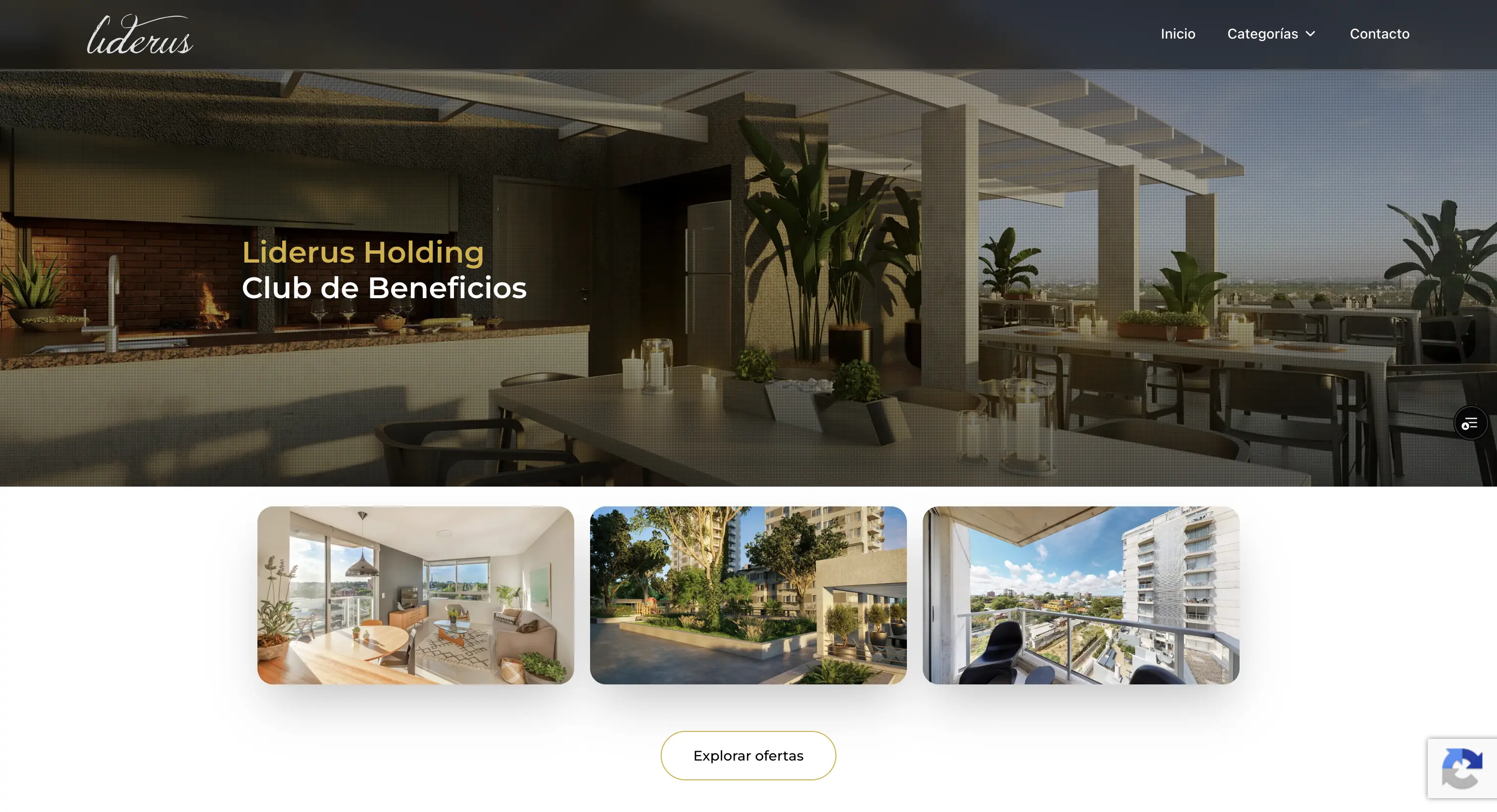 Vista previa de la interfaz del sitio web de LIDERUS HOLDING en un dispositivo de escritorio