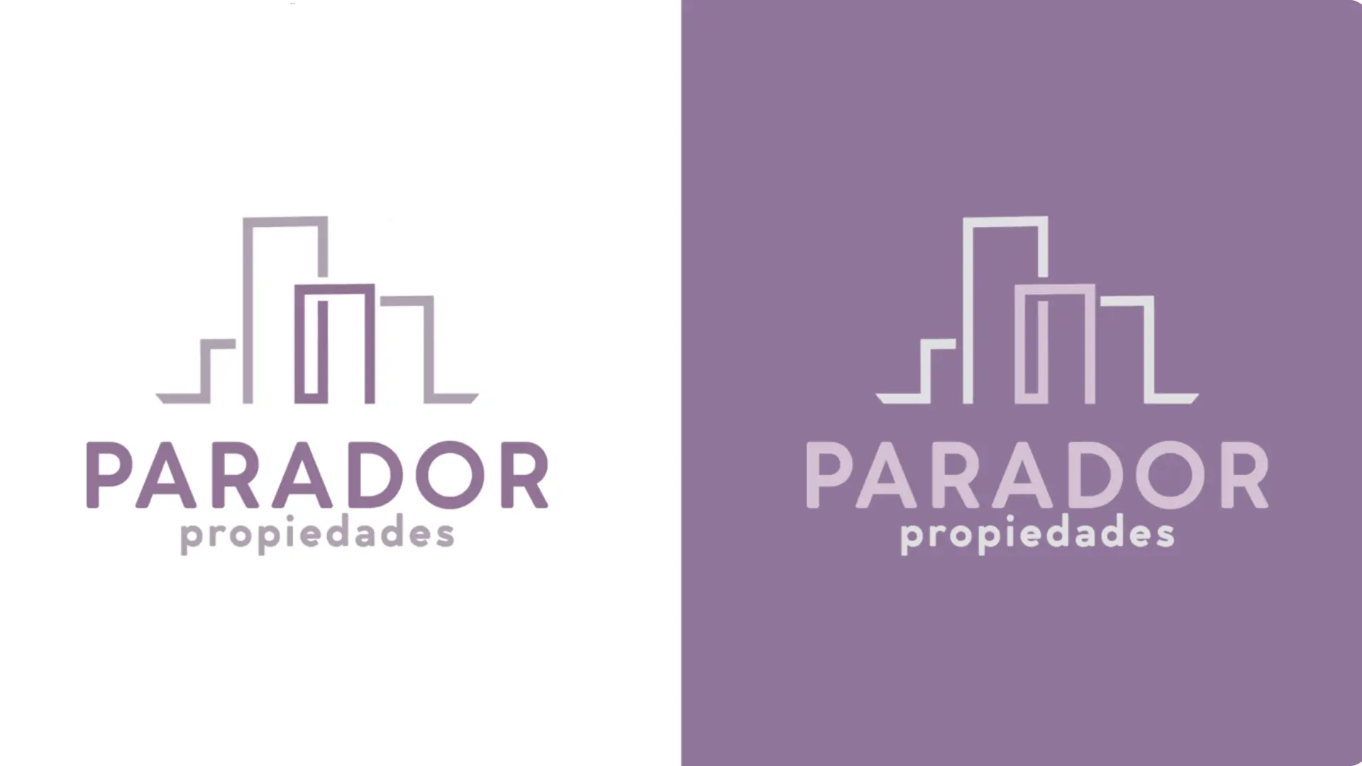 Representación visual de la identidad de marca de PARADOR PROPIEDADES en versión de escritorio